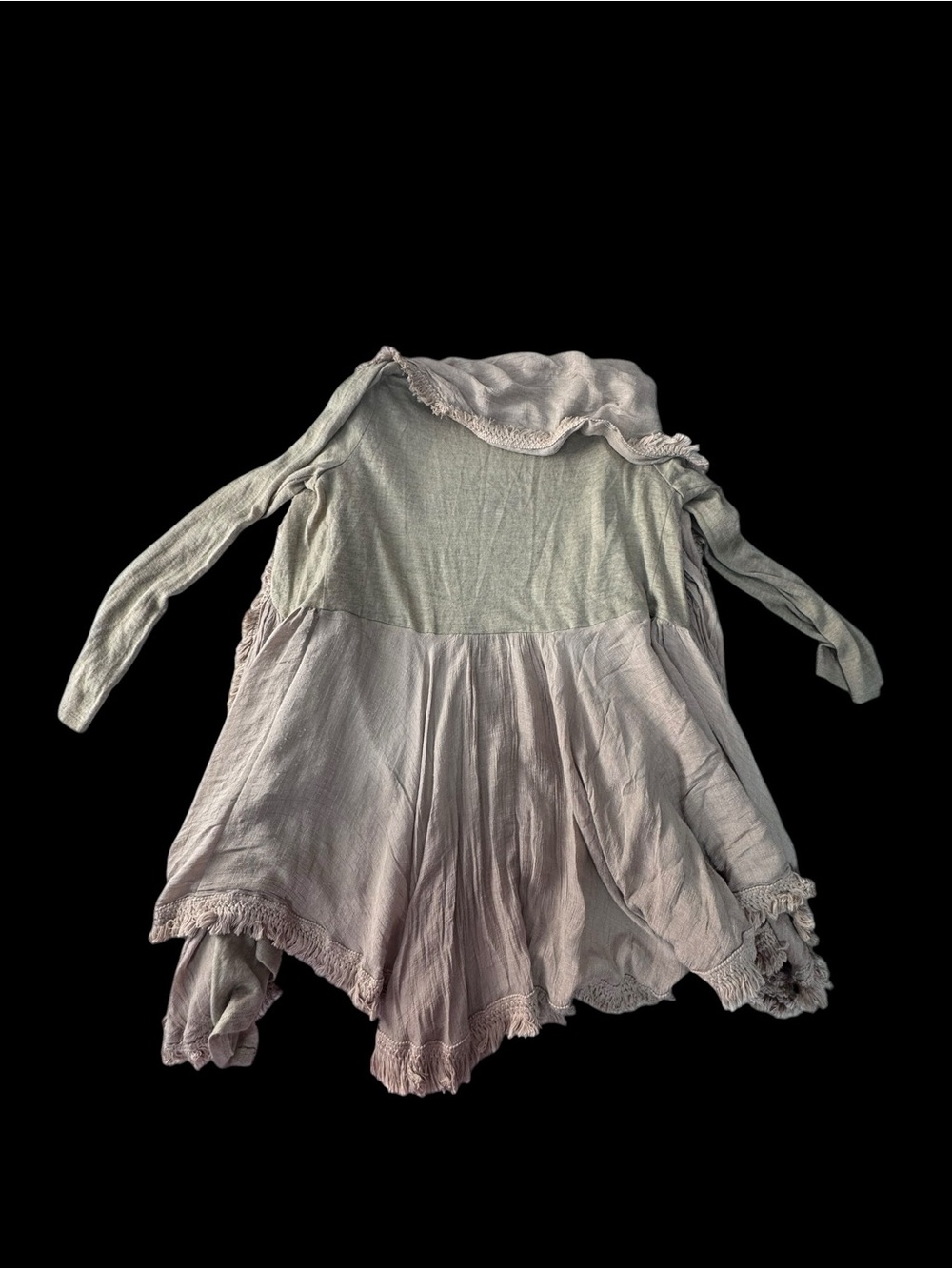 Light Tan Open-Front Ruffle-Trim Cardigan - Picture 4 of 6